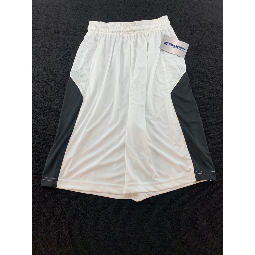 Champro Sports Adult S White Black Athletic Basketball Shorts‎ NEW WITH TAGS